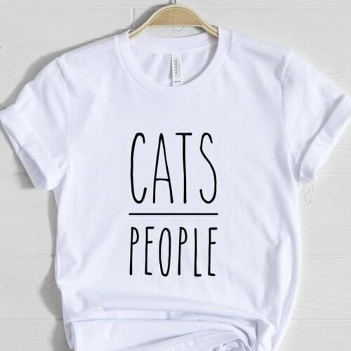 Cats People letter printed T-shirt 100% Cotton Short Sleeve Tshirt O neck Top Tees Drop Shipping graphic t shirts goth