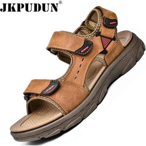 Summer Men Casual Sandals Luxury Mens Slippers Genuine Leather Clogs Designer Mens Hiking Sandals Beach Shoes Zapatos Hombre