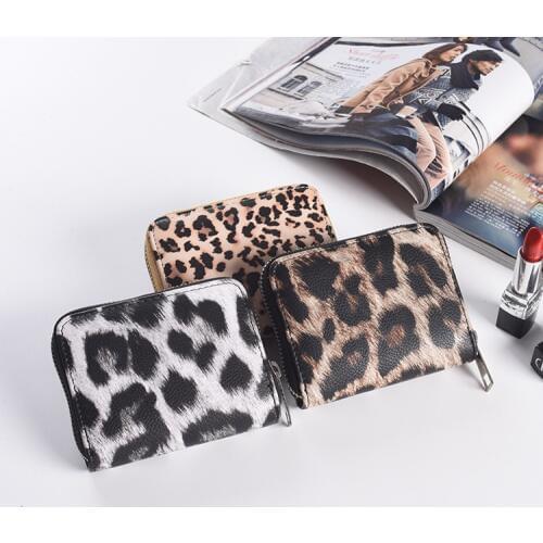 Small Zipper Coin Fashion Wallets And Purse PU Leather Leopard Women Female Credit Bank Card Case Holder Money Bag Luxury Brand