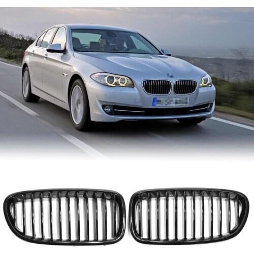 Pair Matte Glossy Black Front Bumper Kidney Grille Single Slat Grill Cover For BMW 5 Series F10 F18 2010-2017 Car Accessories