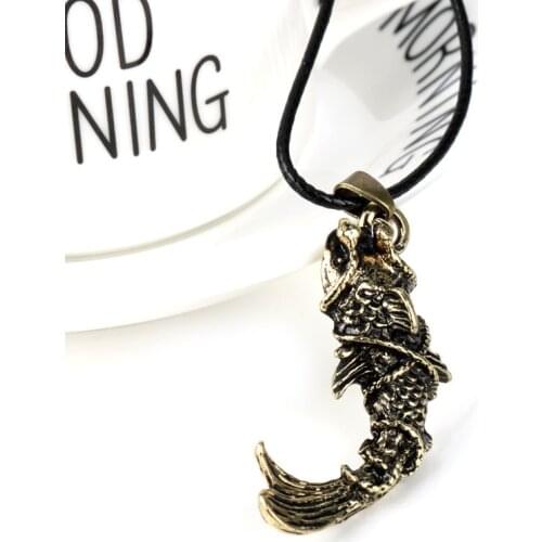 Metal Movie Tomb-Raiderr Choker Necklace carp-fish Pendant Bead Chains Necklaces Fans Jewelry