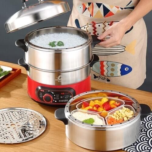 Multi-functional Home Electric Steamer Stainless Steel Electric Steamer Three Layers Multi-layer Small Steamer Steaming Rice
