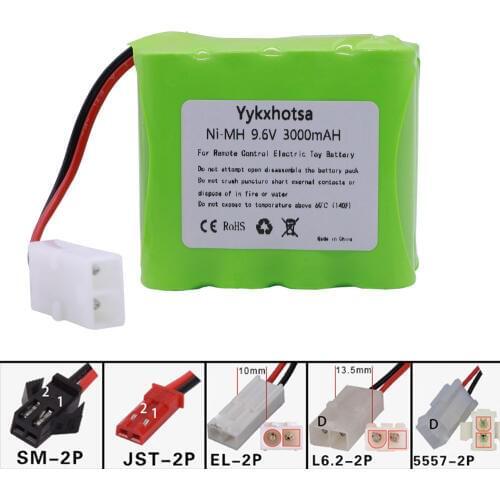 9.6V 3000mah Ni-MH Battery L6.2-2P/SM/EL-2P/JST Plug For Rc toys Cars Tanks Trains Robots Boats Guns 9.6 V NI-MH battery X model