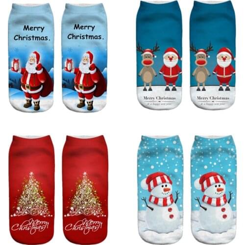 1 Pair High Quality Womens Socks 3D Cartoon Funny Christmas Socks Crazy Cute Amazing Novelty Print Ankle Sock Comfortable