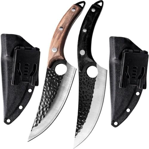 Stainless Steel Boning Knife Handmade Fishing Knife Kitchen Meat Cleaver Outdoor Camping Cutter Chef Knives with Kydex Sheath