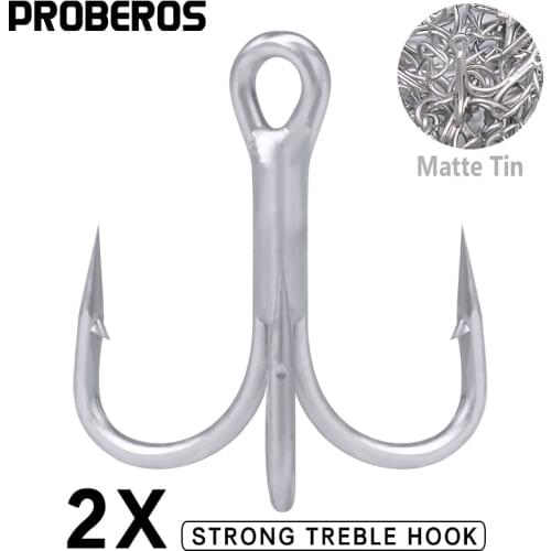 PROBEROS 10pcs/lot High-Carbon Steel Saltwater Fishing Hooks 2X High Strength Hooks 2/0#-1/0#-1#-2#-4#-6#-8# Matte Tin Hooks