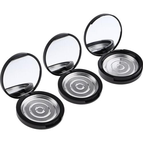 Empty Blush Box Plovo Facial Makeup Container with Mirror Black Portable Plastic Loose Powder Box Cosmetics Palette