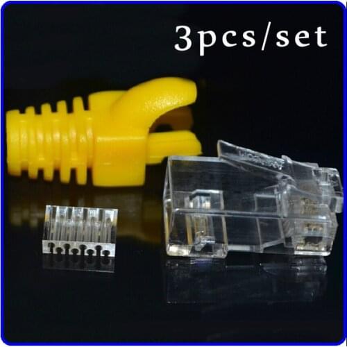 Cat6 Plug with wire-loading guide Boots UTP Connector 50U gold plating 3 pcs per set 50pcs/lot