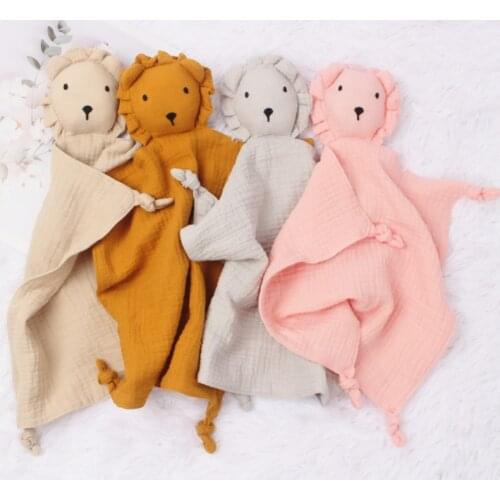 30*30cm Muslin Baby Bib baby blankets wind baby cotton gauze comfort towel muslin baby sleeping doll lion saliva towel