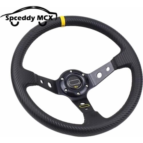 Spceddy Sports Steering Wheel 350 mm 14 inch Racing Steering Wheel Leather Universal With Logo Carbon Fiber Pattern MC20S05