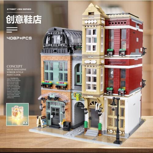 Streetview Building Blocks Le-J 10005 Shoes Store Set Assembly Model Bricks Building Blocks Kids Christmas Toys Gift MOC 16001