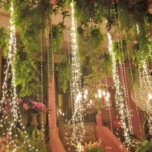 100LED/200LED Solar Vines Lights Copper Wire Waterfall LED Fairy String Lights Christmas Wedding Party Holiday Tree Decoration
