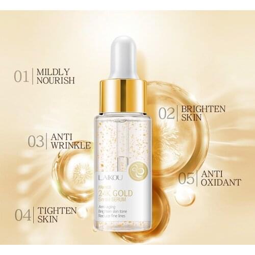 Face Serum Moisturizing Anti-Wrinkle Anti-Aging Hydrating Brighten Firm Snail Secretion Filtrate Nano Gold Foil Skin Care 17ml