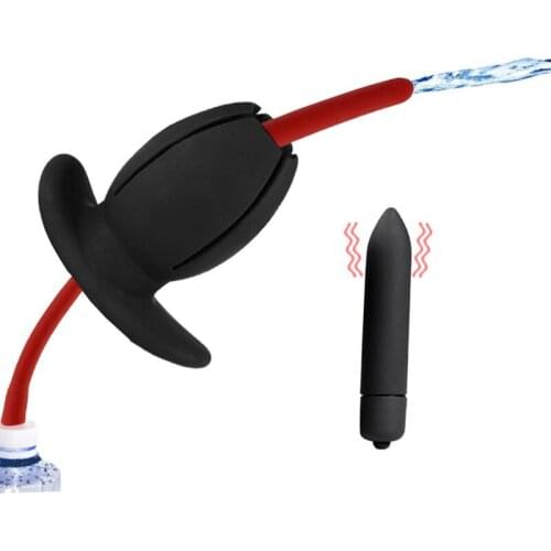 Bullet Vibrator Anal open plugWith Enema Tube Anus Cleaner Prostate Massage Anal Sex Toys 10 Speed Vibrator Fetish Sex Toys