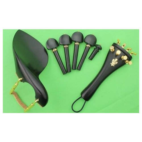 High quality New ebony violin parts 4/4, pegs, tailpiece, chinrest, endpin