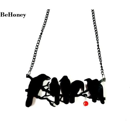 Crow Various Shapes Jewelry Long Chain Necklace Epoxy Design Tiny Epoxy Pendant Necklace Jewelry Gifts for Girls
