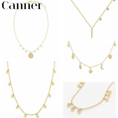 Canner 925 Sterling Silver Pendant Necklaces Badge Coin Charm Necklaces For Women Fine Jewelry Cadena Collier Femme W5