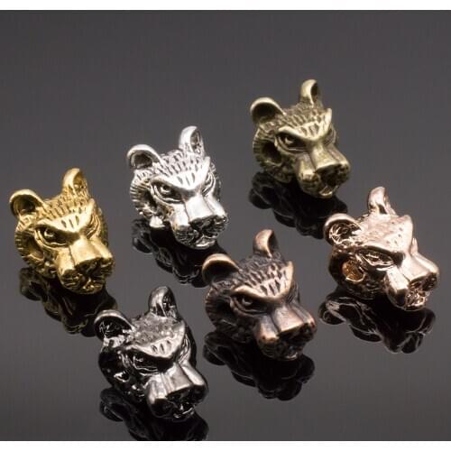 10pcs/ Vintage alloy accessories handmade diy leopard head wolf head tiger head beaded accessories with hole for jewelry making