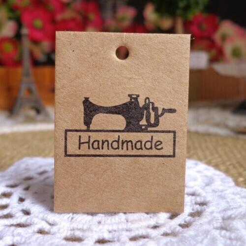 100pcs Sewing Machine Kraft Paper Tag Packaging Hang Tags Wedding Birthday Party Candy Boxes Price Tags Clothing Garment Tags
