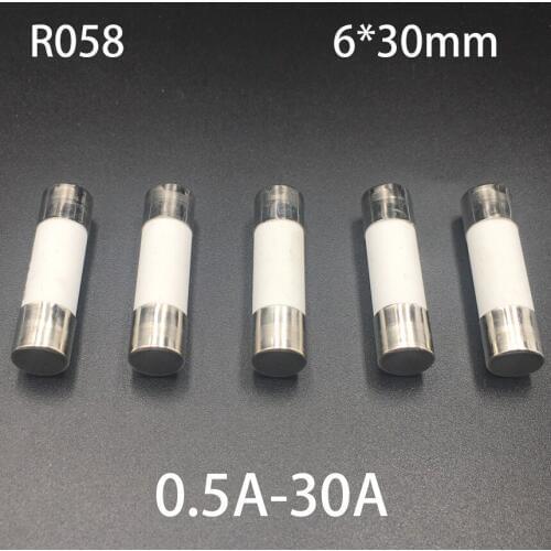 15A 20A 25A 30A RO58 250V 500V 6*30mm 6x30mm BS1362 Multimeter Fast Quick Blow Cylindrical Cap Tube Cartridge Ceramics Fuse Link