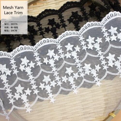 2Yard/Lot Water Soluble Mesh Stars Embroidery Lace Trim 20CM/35CM Handmade DIY Wedding Dress Lolita Clothing Sewing Accessories