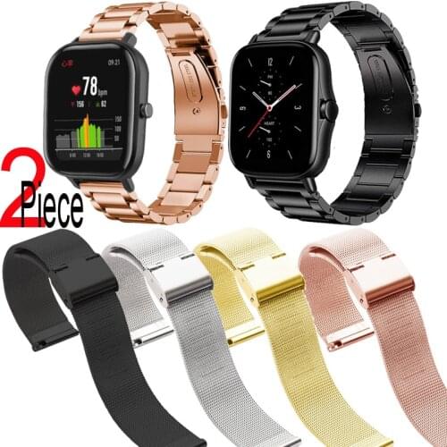 Watchband For Xiaomi Huami Amazfit GTS 2 Mini Bip U Pro S GTR 2 47mm Strap Bracelet Milanese Stainless Steel Smart Watch Band