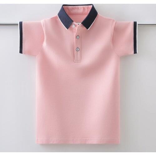 Childrens Polo Shirt Cotton Fashion Casual Design Kids Short Sleeve Tops For Teen Boy 6 8 10 12 14 16 Years Wear FM005