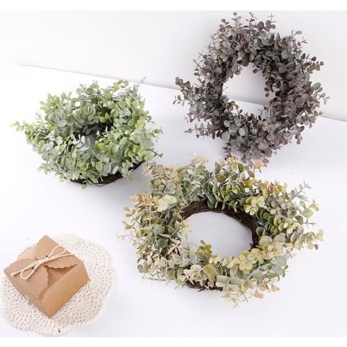 Artificial Green Leaves Wreath 11 inches Front Door Wreath eucalyptus leaves For Wall Window Party wedding Decor