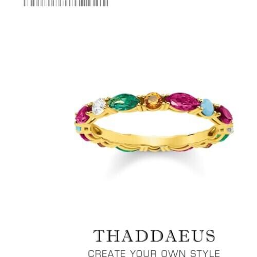 Gold Color Colorful Stones Ring,Europe Style Bridal Sets Glam Fashion Good Jewerly For Women,2018 Gift In 925 Sterling Silver