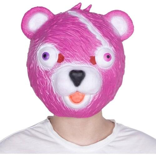 Halloween Cuddle Team Leader Bear Mask Pink Adult Fancy Dress Party Costume Accessories Cosplay Latex Masks