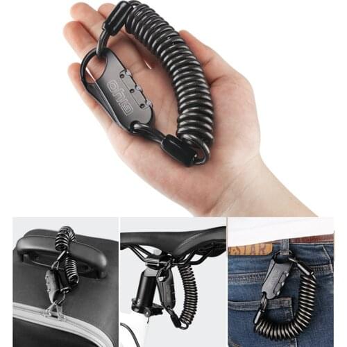 GIYO Bike Mini Cable Lock 1500mm Cycling Fold Helmet Cable Lock 3 Digit Combination Anti-Theft Bicycle Lock for MTB Road Bike