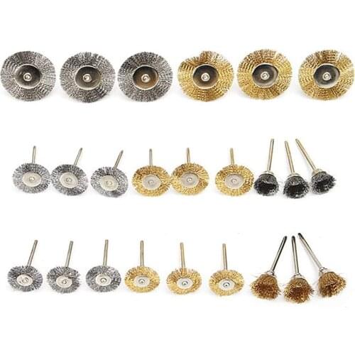 Brass Brushes Set Cup Wheels Tools Accessories Mini Wire Steel High Efficiency Durable And Practical 24pcs Burr Abrasive Head