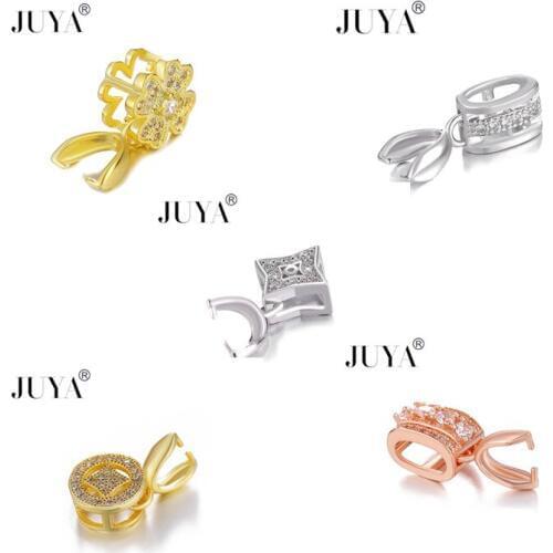 New Copper Micro Pave CZ Rhinestone Findings Bail Connector Bale Pinch Clasp Bail Diy Pendant Necklace Clasp Accessories