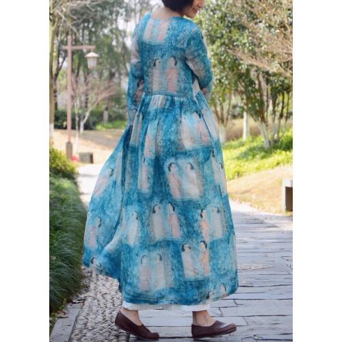 Y603 Dress Easy Will Pendulum Literature Even Clothes Longuette Ramie Number Printing Robe h190416