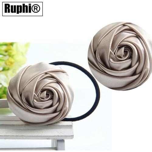 Fashion Women scrunchies Rose flower Elastic headband rubber elastic hair bands girls Ponytail Holder hair accessories