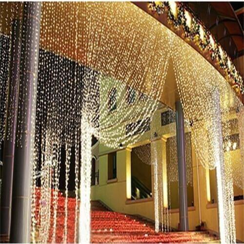 10pcs3M x 3M 300 LED Outdoor Home Christmas Decorative xmas String Fairy Curtain Garland Strip Party Light For Wedding 110v 220v