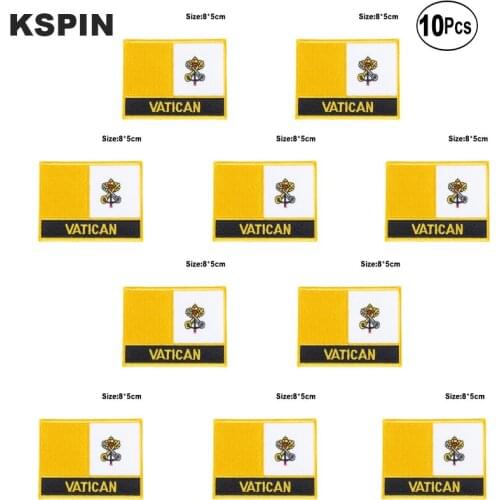 Vatican Flag Embroidery Patches Iron on Saw on Transfer patches Sewing Applications for Clothes in Home&Garden