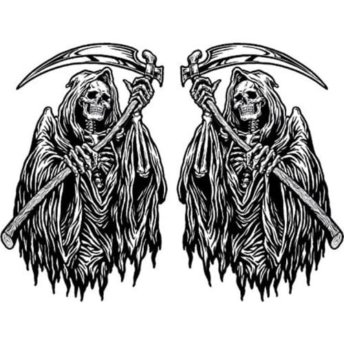 Dawasaru 2X Death Skeleton Car Sticker Waterproof Decal Laptop Suitcase Guitar Truck Motorcycle Auto Accessories PVC,10cm*6cm