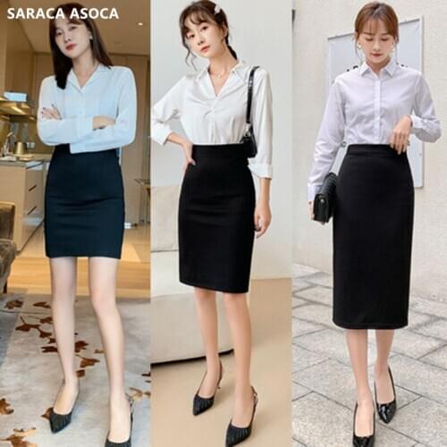 New Style Fashion Elastic Waist Bust Short Skirt Women Slim Hip Mid-calf Long Work Skirt Lady
