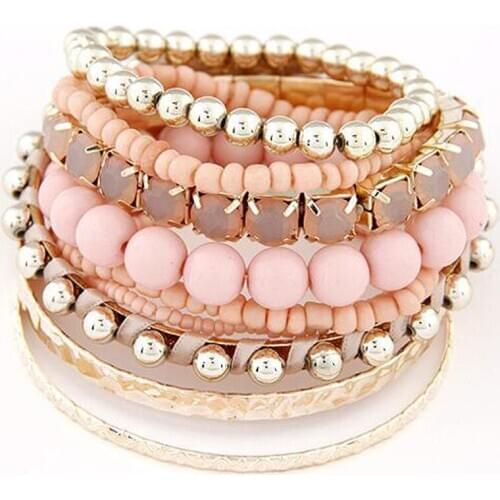 Bohemian Candy Color Multilayer Beads Bracelet Bangles Jewelry For Women Trendy Seed Beaded Charm Wrap Bracelet pulseras mujer