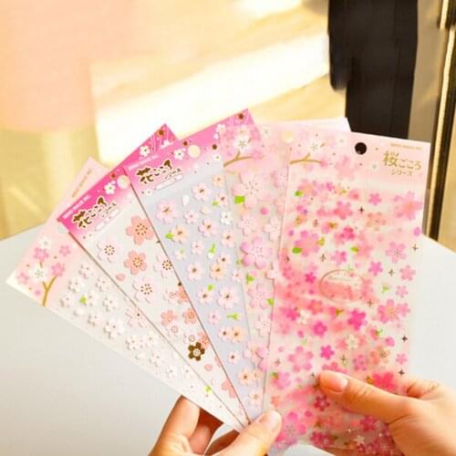 1 Sheet Japan style sakura oriental cherry blossom diary deco scrapbooking PVC material masking sticker Stationery Stickers