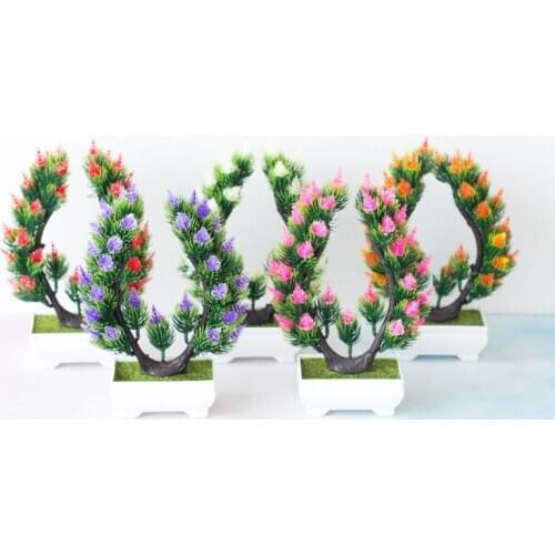 1PC Artificial Plants Bonsai Small Tree Pot Plants Fake Flowers Potted Ornaments for Home Decoration Hotel Garden Decor