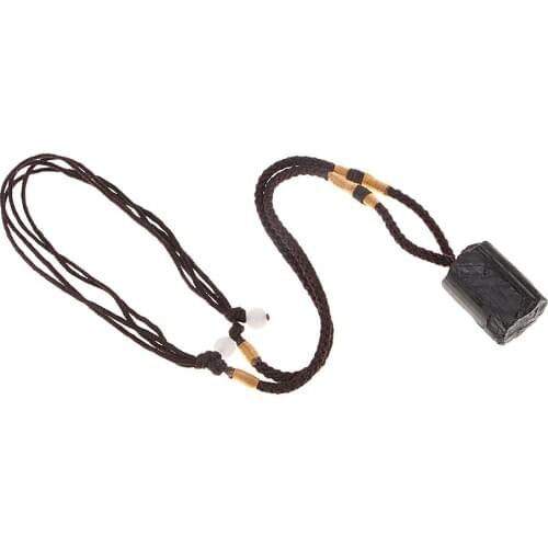 1pc Natural Religion Crystal Black Tourmaline Stone Pendant Buddhism Collectable