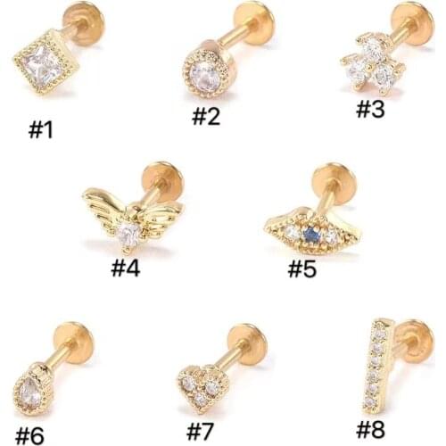 1Pcs Lip Labret Prong Piercing Setting Zircon Tragus Cartilage Flexible Bioplastic Labret Monroe Lip Ring Piercing Jewelry 16G