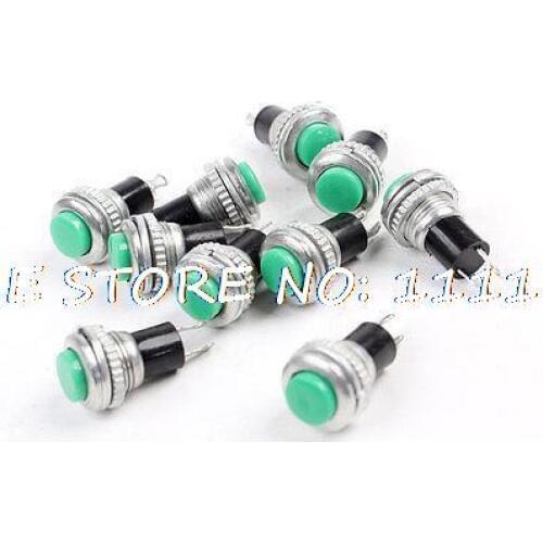 10PCS Green Cap Momentary N/O OFF-(ON) Auto Car Boat 3V/6V/9V/12V Push Switch DS-314