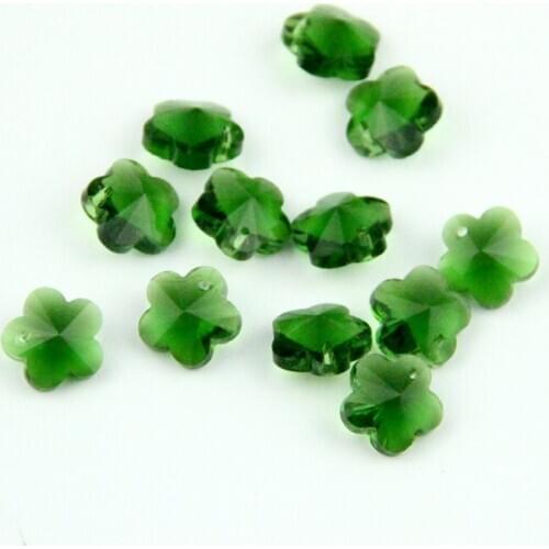 1000pcs/lot 14mm Crystal Plum Blossom Beads Grass Green Crystal Glass Loose Beads In 1 Hole Jewelry Making DIY Accessories