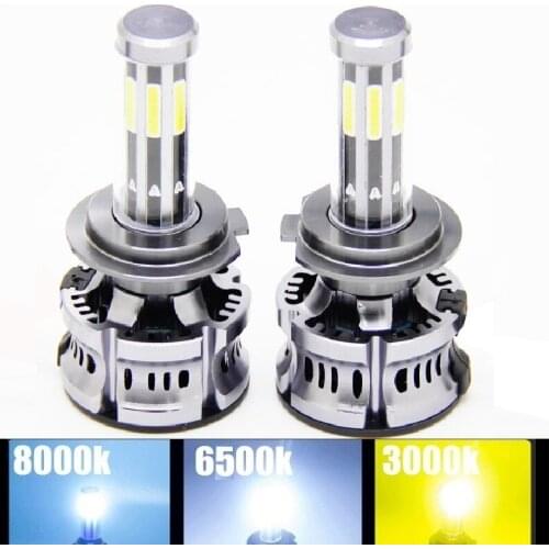 2pcs 10000LM 360° H4 high low 3000k+6500k+8000K H7 9005 9006 DIY 3 Color H11 LED HEADLIGHT