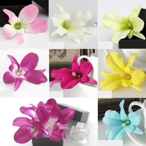 20pcs 7colors Artificial silk orchid flower heads cattleya diy wedding flower vine wreath hair accessory wrist corsage decor