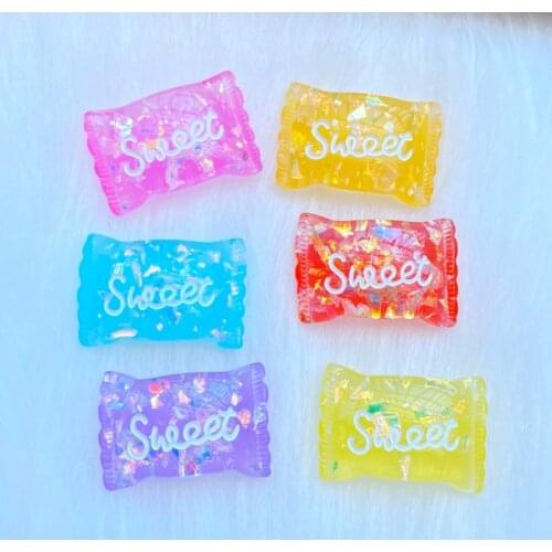 24Pcs Glitter Transparent And Shiny Candy Decoration Craft Flatback Cabochon Embellishments For Scrapbooking Diy Accessories Q35