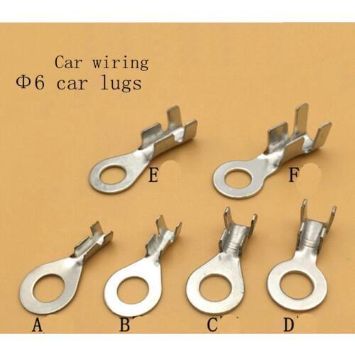 250pcs/lot 6.2 Round Terminal Crimping Terminal M6 Tab Copper Opening Nose End DJ431-6ABCDE